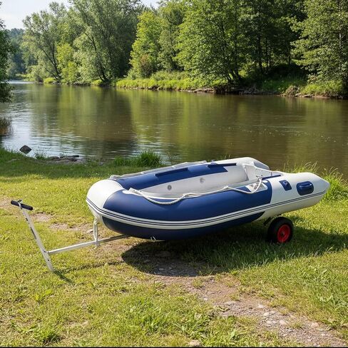 DaisyInner Boat Launching Dolly Trailer Dolly، سعة تحميل 395 رطل، محرك مقطورة من الفولاذ المقاوم للصدأ مع إطارات هوائية مقاس 16 بوصة دعامة دعم غير قابلة للانزلاق لتحريك قوارب الكاياك البخارية لصيد الأسماك وقارب قابل للنفخ in Kuwait