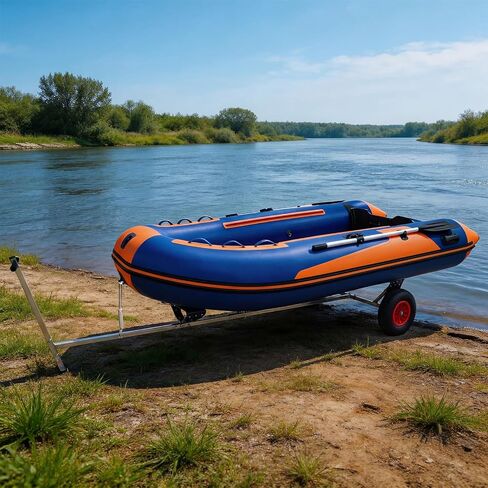 DaisyInner Boat Launching Dolly Trailer Dolly، سعة تحميل 395 رطل، محرك مقطورة من الفولاذ المقاوم للصدأ مع إطارات هوائية مقاس 16 بوصة دعامة دعم غير قابلة للانزلاق لتحريك قوارب الكاياك البخارية لصيد الأسماك وقارب قابل للنفخ in Kuwait