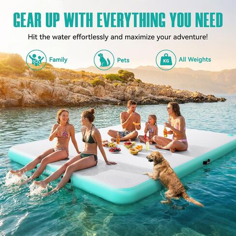 FBSPORT Inflatable Floating Dock Lake Floats for Adults, Floating Docks Platform Island Raft, Non-Slip Inflatable Water Dock Mat for Pool Beach Ocean 10ft 8ft 6ft in Saudi Arabia