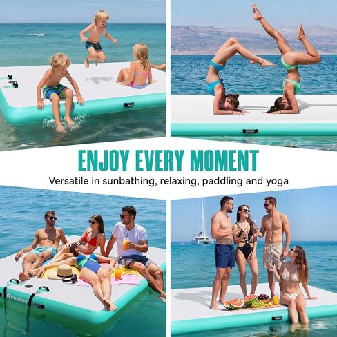 FBSPORT Inflatable Floating Dock Lake Floats for Adults, Floating Docks Platform Island Raft, Non-Slip Inflatable Water Dock Mat for Pool Beach Ocean 10ft 8ft 6ft in Saudi Arabia