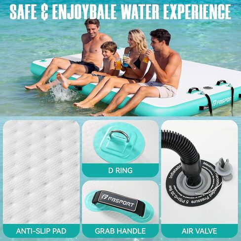 FBSPORT Inflatable Floating Dock Lake Floats for Adults, Floating Docks Platform Island Raft, Non-Slip Inflatable Water Dock Mat for Pool Beach Ocean 10ft 8ft 6ft in Saudi Arabia