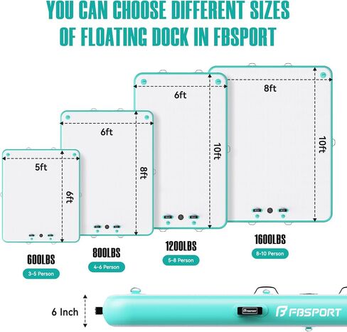 FBSPORT Inflatable Floating Dock Lake Floats for Adults, Floating Docks Platform Island Raft, Non-Slip Inflatable Water Dock Mat for Pool Beach Ocean 10ft 8ft 6ft in Saudi Arabia