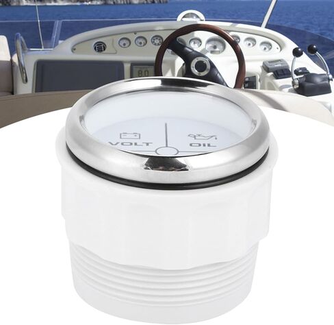 Boat Alarm Indicator with Anti-fog Function for Marine Boat Volt Water Temperature Oil Meter (Silver Dial with White Dial) in Kuwait