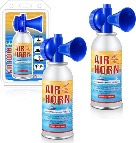 2 Pack 3.5oz Large Air Horn, 122DB Very Loud Air Horns Can, Marine Boat Horns for Safety, Meet Coast Guard, Fog Blow Horn Boat Accessories, Ideal for Boating, Camping, Hiking in Kuwait