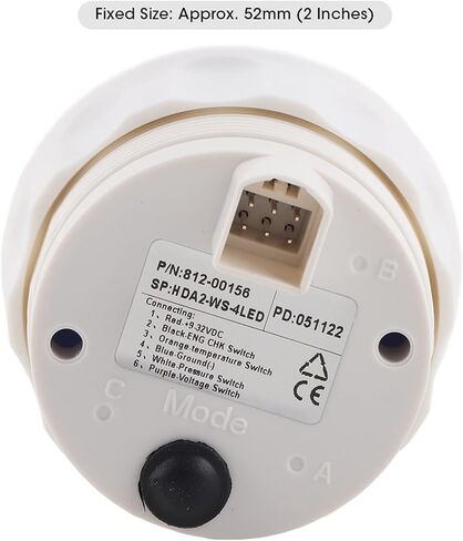 Boat Alarm Indicator with Anti-fog Function for Marine Boat Volt Water Temperature Oil Meter (Silver Dial with White Dial) in Kuwait