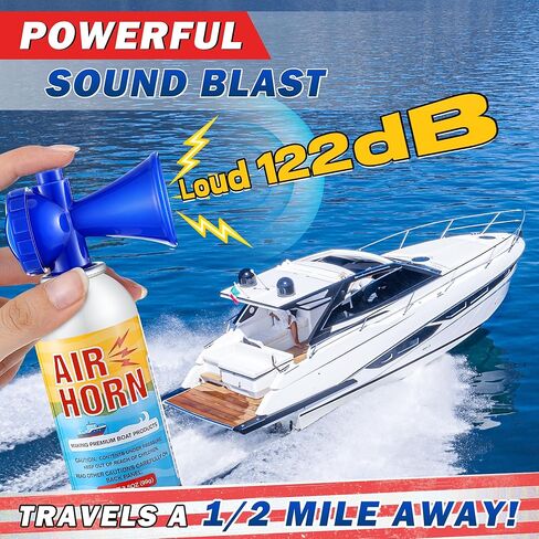 2 Pack 3.5oz Large Air Horn, 122DB Very Loud Air Horns Can, Marine Boat Horns for Safety, Meet Coast Guard, Fog Blow Horn Boat Accessories, Ideal for Boating, Camping, Hiking in Kuwait