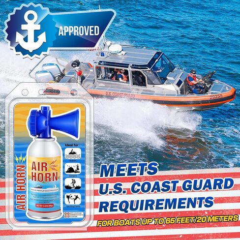 2 Pack 3.5oz Large Air Horn, 122DB Very Loud Air Horns Can, Marine Boat Horns for Safety, Meet Coast Guard, Fog Blow Horn Boat Accessories, Ideal for Boating, Camping, Hiking in Kuwait