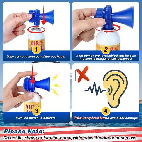 2 Pack 3.5oz Large Air Horn, 122DB Very Loud Air Horns Can, Marine Boat Horns for Safety, Meet Coast Guard, Fog Blow Horn Boat Accessories, Ideal for Boating, Camping, Hiking in Kuwait