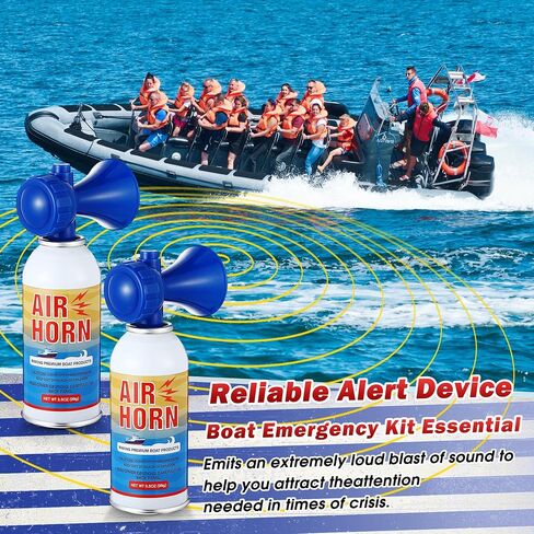 2 Pack 3.5oz Large Air Horn, 122DB Very Loud Air Horns Can, Marine Boat Horns for Safety, Meet Coast Guard, Fog Blow Horn Boat Accessories, Ideal for Boating, Camping, Hiking in Kuwait