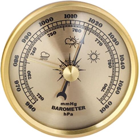 Barometer Aneroid Round Dial Pressure Gauge Precision Air Pressure Meter Wall Mount Embedded Suitable for Marine Boat Fishing Home Instrument Panel, Gold in Kuwait
