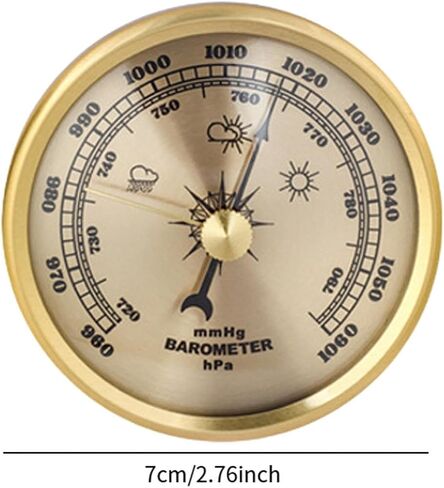 Barometer Aneroid Round Dial Pressure Gauge Precision Air Pressure Meter Wall Mount Embedded Suitable for Marine Boat Fishing Home Instrument Panel, Gold in Kuwait