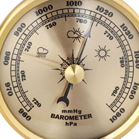 Barometer Aneroid Round Dial Pressure Gauge Precision Air Pressure Meter Wall Mount Embedded Suitable for Marine Boat Fishing Home Instrument Panel, Gold in Kuwait