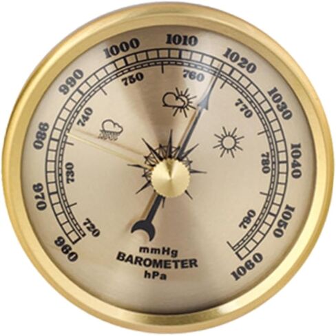 Barometer Aneroid Round Dial Pressure Gauge Precision Air Pressure Meter Wall Mount Embedded Suitable for Marine Boat Fishing Home Instrument Panel, Gold in Kuwait