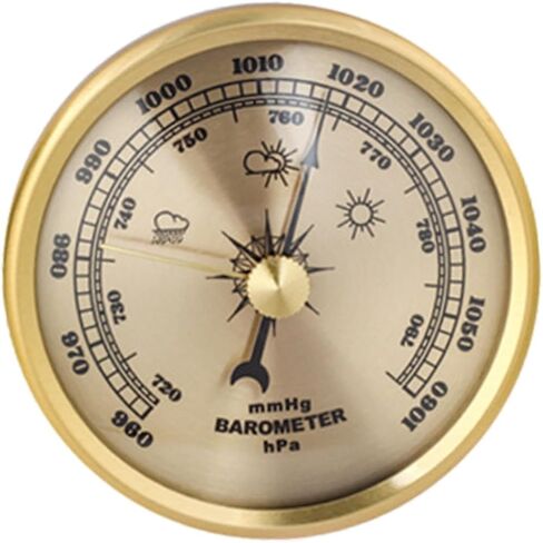 Barometer Aneroid Round Dial Pressure Gauge Precision Air Pressure Meter Wall Mount Embedded Suitable for Marine Boat Fishing Home Instrument Panel, Gold in Kuwait