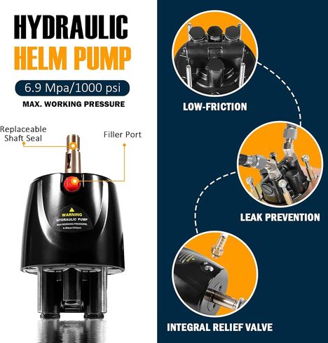 𝐔𝐩𝐠𝐫𝐚𝐝𝐞 200HP Hydraulic Outboard Steering Kit Boat Marine System with Electroplated Steering Wheel, Helm Pump, Hydraulic Cylinder, 26ft PU Hoses, Fit for Most Single Outboard-Powered Boats in Kuwait