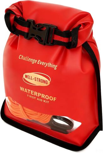 Waterproof First Aid Kit 280PCS for Boat Marine - IPX6 Roll Top Dry Bag Medical Kit for Kayaking Fishing Boating Emergency Supplies with Floatable Design Red in Kuwait