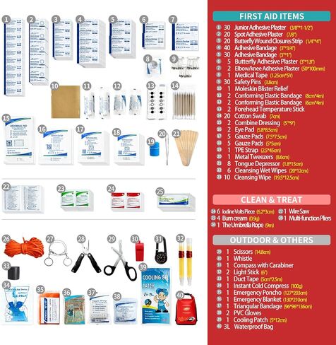 Waterproof First Aid Kit 280PCS for Boat Marine - IPX6 Roll Top Dry Bag Medical Kit for Kayaking Fishing Boating Emergency Supplies with Floatable Design Red in Kuwait
