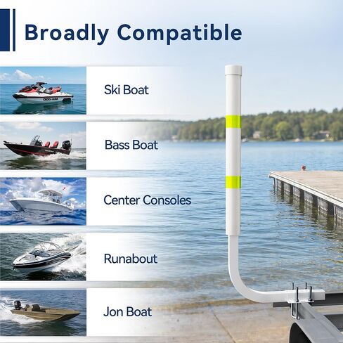 Boat Trailer Guide-ons, 40"/48" Adjustable Galvanized Steel Boat Guide Poles with PVC Pipes & Reflective Tape for Bass Boats, Center Console Boats, Ski Boats & Jon Boats, 2PCS in Kuwait