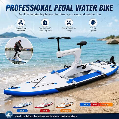 Pedal Boats for Lake, Inflatable Water Bike Pedal Boat Hybrid, Modular Design with Complete Accessory Kit, Water Bicycle for Family Outings/Lake Cruising Waterfront Relaxation (Blue) in Kuwait