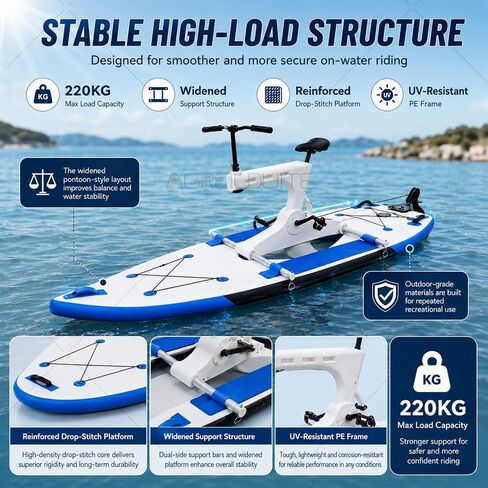 Pedal Boats for Lake, Inflatable Water Bike Pedal Boat Hybrid, Modular Design with Complete Accessory Kit, Water Bicycle for Family Outings/Lake Cruising Waterfront Relaxation (Blue) in Kuwait