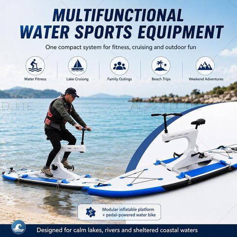 Pedal Boats for Lake, Inflatable Water Bike Pedal Boat Hybrid, Modular Design with Complete Accessory Kit, Water Bicycle for Family Outings/Lake Cruising Waterfront Relaxation (Orange) in Kuwait