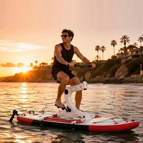 Water Bicycle Pedal Boat Inflatable Water Bike | 220kg-Capacity Water Bike with Smooth Steering Control | Inflatable Water Bike for Family Outings Waterfront Relaxation (Blue) in Kuwait