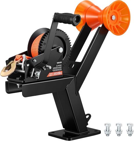VEVOR Boat Trailer Winch Stand with Roller, 3500 lbs, 20ft Orange Polyester Strap, Boat Winch Mount, for 2-3 Inches W x 3-4 Inches H Trailer Tongue, Fit for Jet Ski, Sailboat, Speedboat in Saudi Arabia