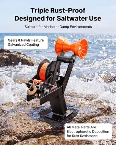 VEVOR Boat Trailer Winch Stand with Roller, 3500 lbs, 20ft Orange Polyester Strap, Boat Winch Mount, for 2-3 Inches W x 3-4 Inches H Trailer Tongue, Fit for Jet Ski, Sailboat, Speedboat in Saudi Arabia