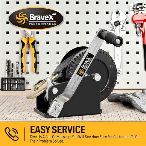 Bravex قارب مقطورة ونش 2000 رطل مع حزام 20 قدم، الثقيلة المحمولة دليل اليد كرنك قارب ونش البحرية في اتجاهين ونش سقاطة للقارب ATV RV مقطورة - ملحقات مقطورة القارب in Kuwait