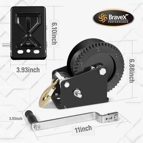 Bravex قارب مقطورة ونش 2000 رطل مع حزام 20 قدم، الثقيلة المحمولة دليل اليد كرنك قارب ونش البحرية في اتجاهين ونش سقاطة للقارب ATV RV مقطورة - ملحقات مقطورة القارب in Kuwait