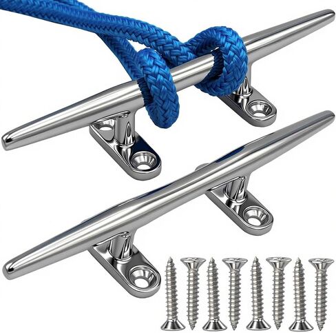 8/10/12/15 inch Dock Cleats - 316 Stainless Steel Boat Cleats Boat Dock Cleats,Open Base Dock Cleat with Fasteners,Marine Cleat Rope Cleat Boat Cleat for Boat/Deck/Nautical Decor(1,2,4,6 Pack) in Saudi Arabia