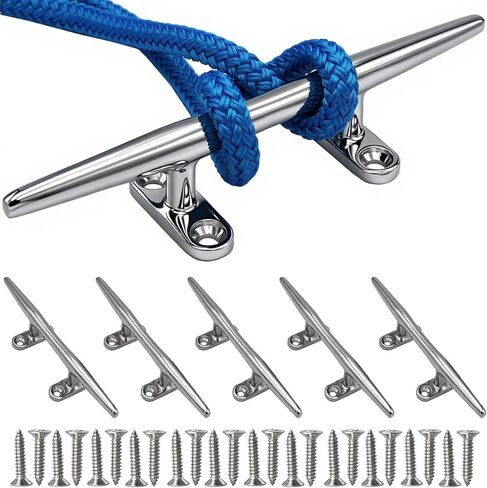8/10/12/15 inch Dock Cleats - 316 Stainless Steel Boat Cleats Boat Dock Cleats,Open Base Dock Cleat with Fasteners,Marine Cleat Rope Cleat Boat Cleat for Boat/Deck/Nautical Decor(1,2,4,6 Pack) in Saudi Arabia