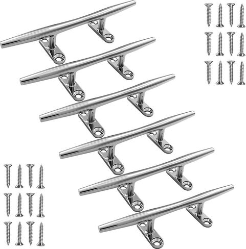 8/10/12/15 inch Dock Cleats - 316 Stainless Steel Boat Cleats Boat Dock Cleats,Open Base Dock Cleat with Fasteners,Marine Cleat Rope Cleat Boat Cleat for Boat/Deck/Nautical Decor(1,2,4,6 Pack) in Saudi Arabia