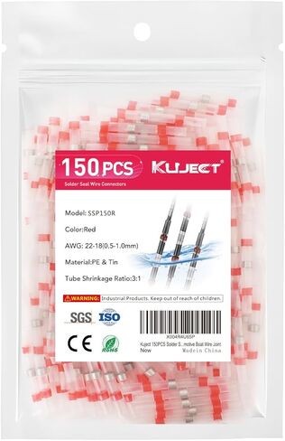 Kuject Solder Seal Wire Connectors, Solder Seal Heat Shrink Butt Connectors Terminals Solders Sleeve Waterproof Wire Splice Connector for Marine Automotive Boat Wire Joint in Kuwait