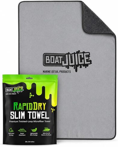 منشفة Boat Juice Rapid Dry Slim - منشفة تجفيف القوارب المصنوعة من الألياف الدقيقة ذات الحلقة الملتوية الفاخرة مقاس 28 × 36 | يحمل أكثر من 1 جالون | خالية من الخدوش على الجلكوت والهيكل والسطح والفينيل | 800 جرام في المتر المربع، لمسة نهائية خالية من الوبر in Kuwait