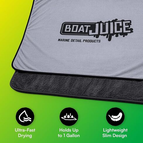 منشفة Boat Juice Rapid Dry Slim - منشفة تجفيف القوارب المصنوعة من الألياف الدقيقة ذات الحلقة الملتوية الفاخرة مقاس 28 × 36 | يحمل أكثر من 1 جالون | خالية من الخدوش على الجلكوت والهيكل والسطح والفينيل | 800 جرام في المتر المربع، لمسة نهائية خالية من الوبر in Kuwait