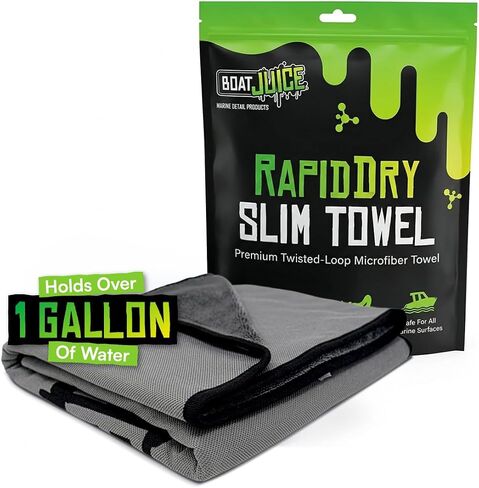 منشفة Boat Juice Rapid Dry Slim - منشفة تجفيف القوارب المصنوعة من الألياف الدقيقة ذات الحلقة الملتوية الفاخرة مقاس 28 × 36 | يحمل أكثر من 1 جالون | خالية من الخدوش على الجلكوت والهيكل والسطح والفينيل | 800 جرام في المتر المربع، لمسة نهائية خالية من الوبر in Kuwait
