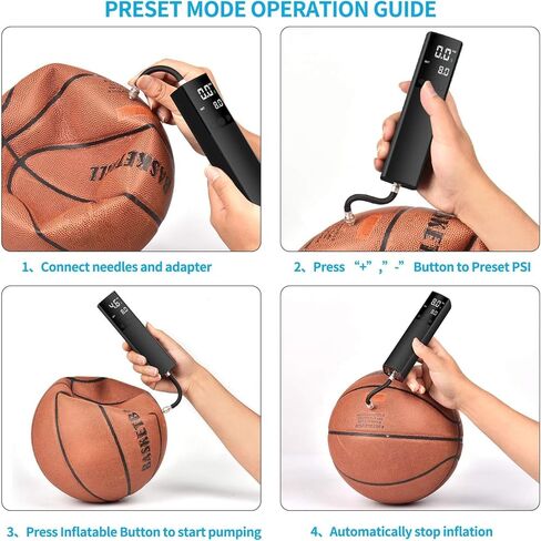 Pumteck Electric Ball Pump, Smart Air Pump Portable Fast Ball Inflation with Precise Pressure Gauge and Digital LCD Display for Football Basketball Volleyball Football in Saudi Arabia