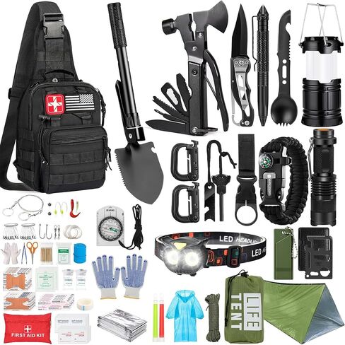 مجموعة أدوات النجاة، 294 قطعة من أدوات الإسعافات الأولية من Survival Gear مع حقيبة متوافقة مع نظام مولي وخيمة طوارئ، مجموعة طوارئ للزلازل، والمغامرات الخارجية، والمشي لمسافات طويلة، والصيد، وهدايا للرجال والنساء in Kuwait