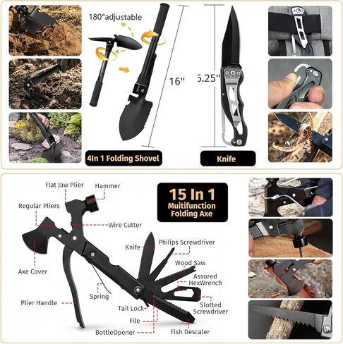 مجموعة أدوات النجاة، 294 قطعة من أدوات الإسعافات الأولية من Survival Gear مع حقيبة متوافقة مع نظام مولي وخيمة طوارئ، مجموعة طوارئ للزلازل، والمغامرات الخارجية، والمشي لمسافات طويلة، والصيد، وهدايا للرجال والنساء in Kuwait