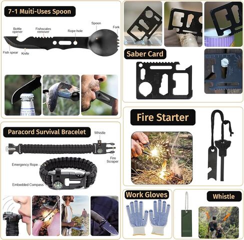 مجموعة أدوات النجاة، 294 قطعة من أدوات الإسعافات الأولية من Survival Gear مع حقيبة متوافقة مع نظام مولي وخيمة طوارئ، مجموعة طوارئ للزلازل، والمغامرات الخارجية، والمشي لمسافات طويلة، والصيد، وهدايا للرجال والنساء in Kuwait