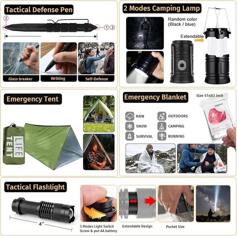 مجموعة أدوات النجاة، 294 قطعة من أدوات الإسعافات الأولية من Survival Gear مع حقيبة متوافقة مع نظام مولي وخيمة طوارئ، مجموعة طوارئ للزلازل، والمغامرات الخارجية، والمشي لمسافات طويلة، والصيد، وهدايا للرجال والنساء in Kuwait