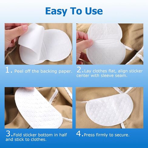 [100 Pack] Armpit Sweat Pads, Super Absorbent & Skin-Friendly Armpit Guards for Men & Women, Individually Wrapped Soft Cotton Pads to Prevent Stains & Odors, Stay Dry & Confident in Saudi Arabia