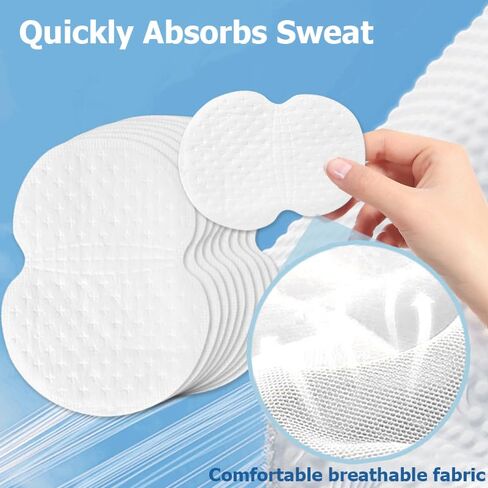 [100 Pack] Armpit Sweat Pads, Super Absorbent & Skin-Friendly Armpit Guards for Men & Women, Individually Wrapped Soft Cotton Pads to Prevent Stains & Odors, Stay Dry & Confident in Saudi Arabia