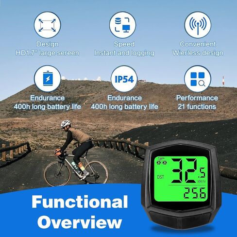 2026 New Bike Computer and Bike Odometer Wireless MPH KM/H Bicycle Speedometer with Automatic Wake-Up Cycling Speed Tracker Display & Single Mileage & Multi-Functions & Calories Statistics Accessories in Kuwait