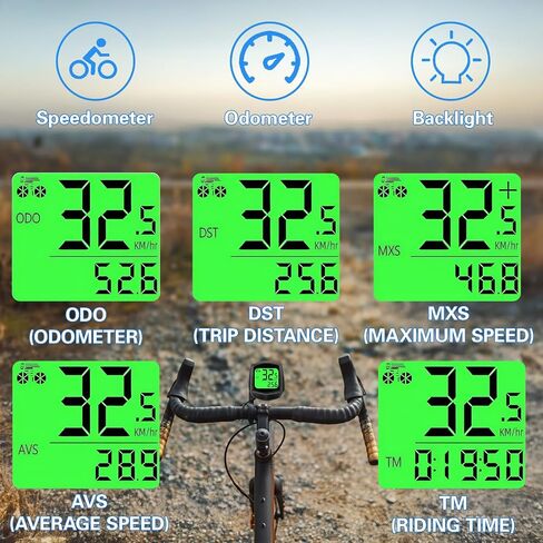 2026 New Bike Computer and Bike Odometer Wireless MPH KM/H Bicycle Speedometer with Automatic Wake-Up Cycling Speed Tracker Display & Single Mileage & Multi-Functions & Calories Statistics Accessories in Kuwait