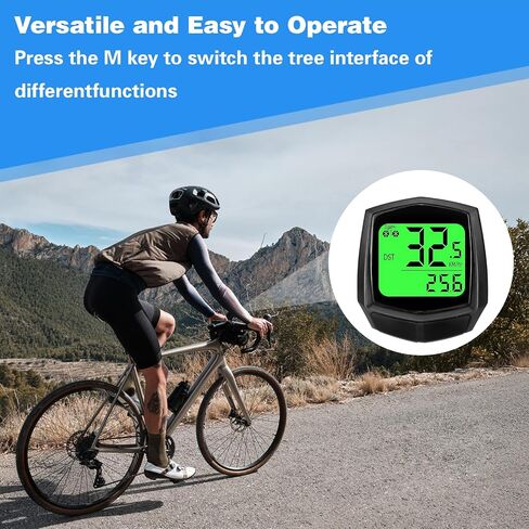 2026 New Bike Computer and Bike Odometer Wireless MPH KM/H Bicycle Speedometer with Automatic Wake-Up Cycling Speed Tracker Display & Single Mileage & Multi-Functions & Calories Statistics Accessories in Kuwait