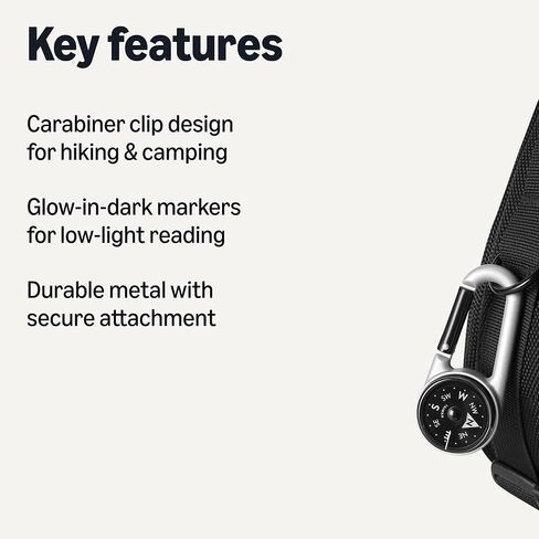 Amazon Basics Carabiner Keychain Compass for Hiking, Camping Backpacking in Kuwait