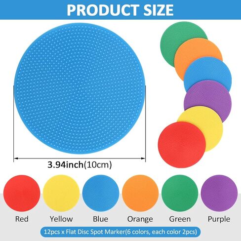 12 Pcs Non Slip Agility Markers Poly Spots, 4 Inch Floor Dots for Indoor and Outdoor Surfaces, Spot Markers for Sports Activities, Dance in Kuwait