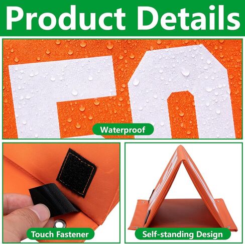 Set of 11 Standing Football Yard Markers, High Visibility Football Field Line Signs with Carrying Bag, Orange Field Yard Markers for Sport Training Equipment in Kuwait